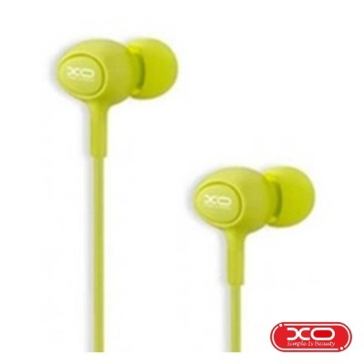 Auriculares intra-auriculares verdes com cabo e logo XO