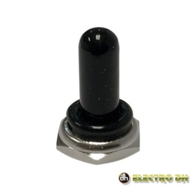 Interruptor toggle preto com base metálica hexagonal