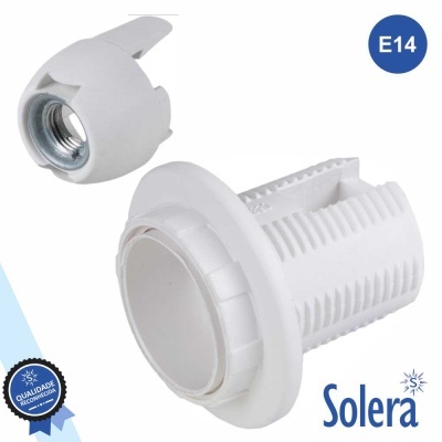 Soquete de lâmpada branco com entrada metálica E14 da Solera