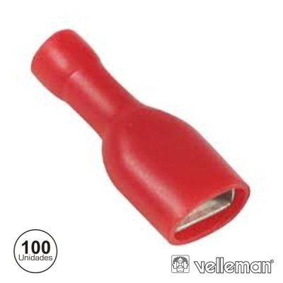 Terminal elétrico isolado vermelho para conexões, 100 unidades, velleman.