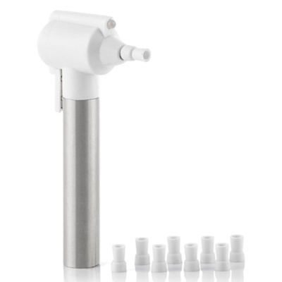 Aspersor de jardim em metal e plástico com bocais brancos