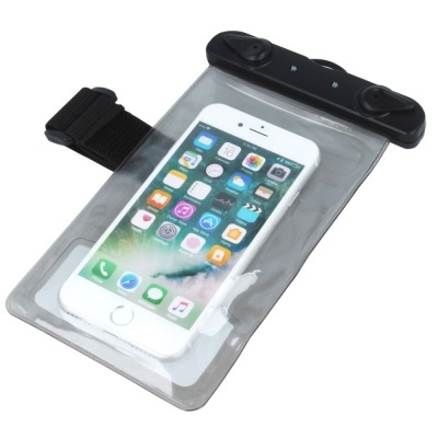 Estojo impermeável para telemóvel branco com bracelete preta