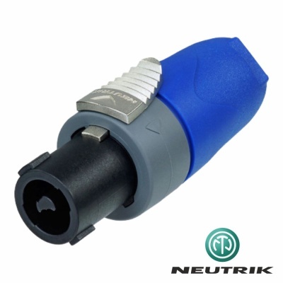 Conector de áudio Neutrik azul e preto