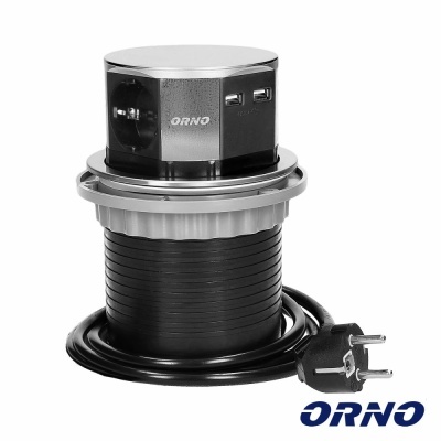 Tomada extensível de mesa com tomadas e portas USB, marca ORNO