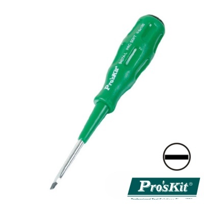 Chave de fendas verde Pro'sKit de ponta plana com cabo em plástico