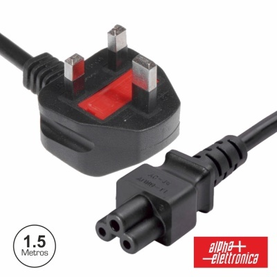 Cabo de alimentação com ficha de três pinos tipo britânico preto e vermelho Alpha Elettronica