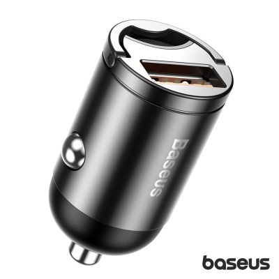 Carregador de isqueiro para carro Baseus preto com porta USB