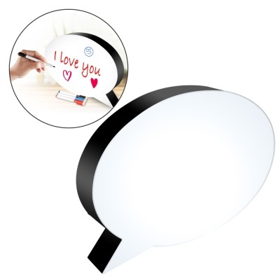 Lâmpada balão de diálogo com mensagens para escrever