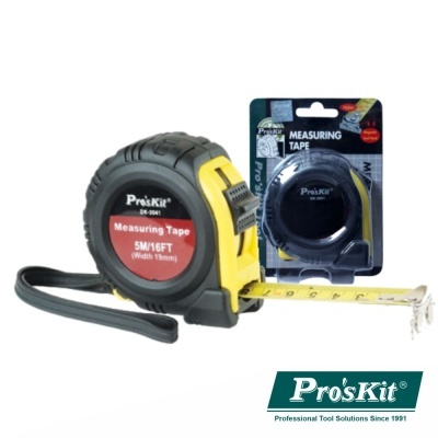 Fita métrica Pro'sKit preta e amarela com fita amarela estendida e embalagem original