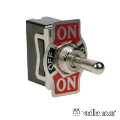 Interruptor seletor metal com texto ON OFF e alavanca metálica