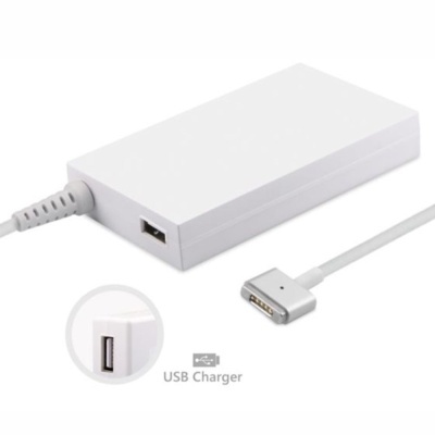 Carregador USB branco retangular com cabo magnético