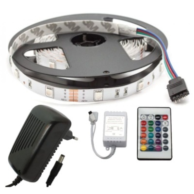 kit de fita LED com transformador, controlador e comando remoto