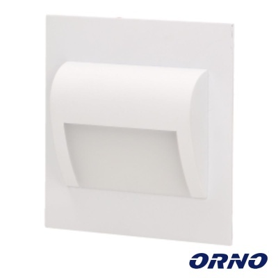 Luz LED de parede branca quadrada com vidro fosco e logotipo ORNO