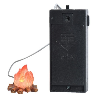 Acessório decorativo fogo com comando preto e luz laranja