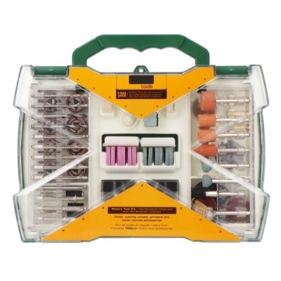 Conjunto de ferramentas rotativas em estojo plástico com acessórios variados