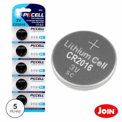 Pack 5 pilhas PXCell CR2016 3V cartão azul e branco