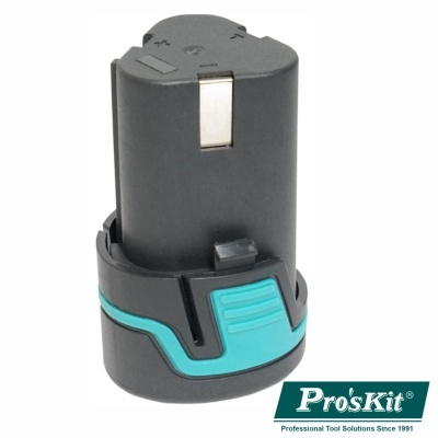 Bateria recarregável preta e azul com clip metálico e logótipo Pro'sKit