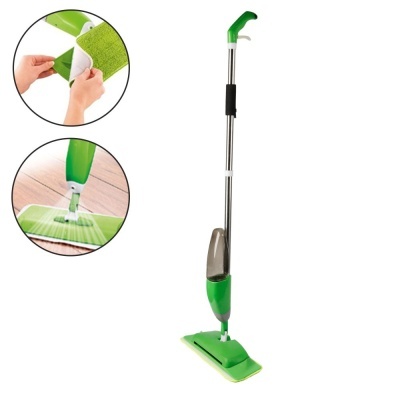 Mopa verde com cabo metálico e esponja removível para limpeza