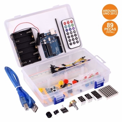 Kit Arduino UNO 2012 com 89 peças em estojo plástico transparente