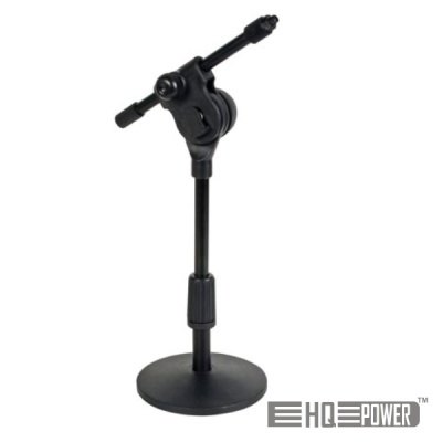 Microfone de mesa preto HQPOWER com base circular e suporte ajustável