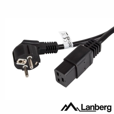 Cabo de alimentação com ficha Schuko e conector IEC C13 preto
