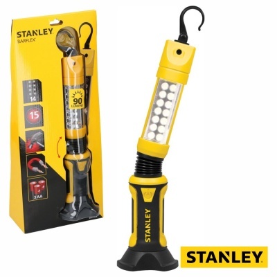 Lanterna de trabalho LED Stanley amarela e preta com LEDs e gancho para pendurar