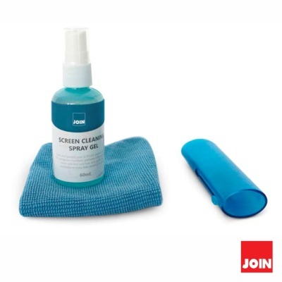 Spray gel de limpeza para ecrãs com pano de microfibra e escova azul