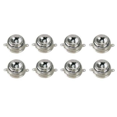 Oito botões metálicos redondos prateados com abas laterais