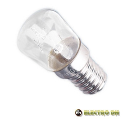 Lâmpada incandescente pequena com casquilho metálico e vidro transparente