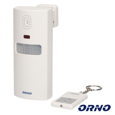 Alarme doméstico branco com sensor de movimento e controle remoto com chaveiro