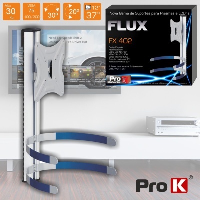 Suporte para TV FLUX FX 402 branco e azul da Pro K