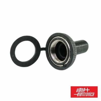 conector coaxial preto com tampa de borracha