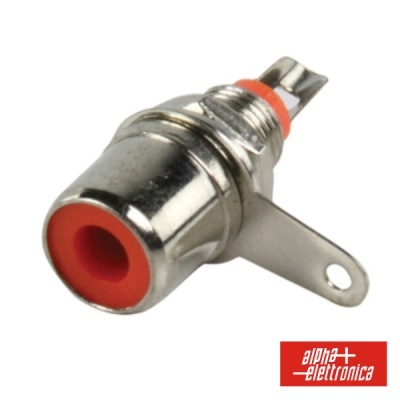 Conector RCA fêmea metalizado com suporte de fixação