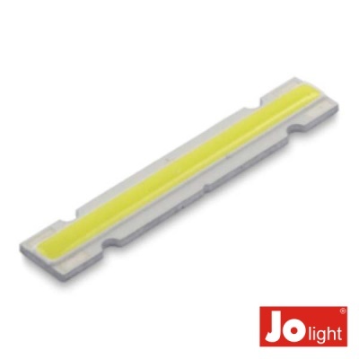 Lâmpada LED COB amarela com base branca e logo Jolight em fundo branco