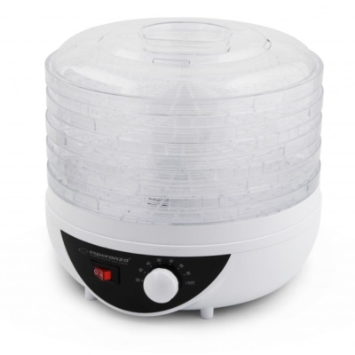 Desidratador branco e transparente com botão de controle