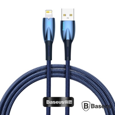 Cabo de carregamento USB para Lightning azul Baseus com revestimento trançado