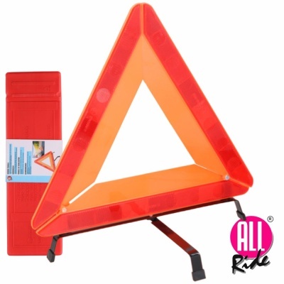 Triângulo de segurança laranja e vermelho com estojo vermelho