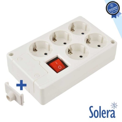 Filtro de linha Solera branco com 4 tomadas e interruptor vermelho