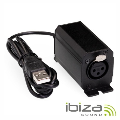 Adaptador de áudio ibiza SOUND preto com cabo USB e entrada XLR