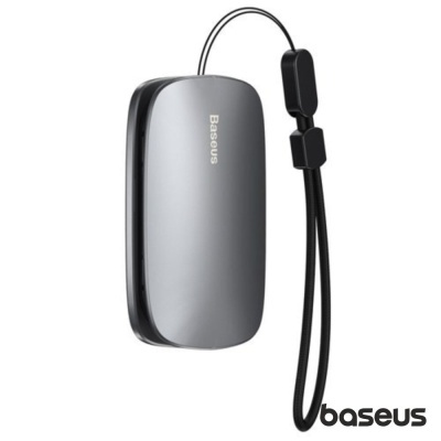 Carregador portátil cinza Baseus com cinto de pulso preto