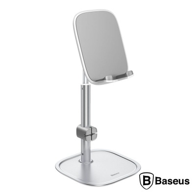 Suporte Baseus para smartphone ou tablet em metal prateado
