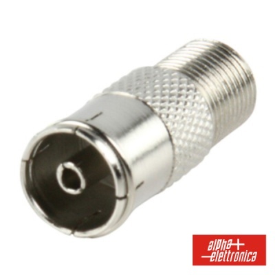 Conector coaxial metálico prateado com superfície escovada e texturizada