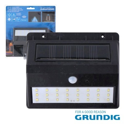 Luz solar de parede preta com LEDs e sensor da marca Grundig