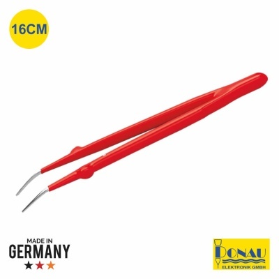Pinça vermelha curva de 16 cm feita na Alemanha