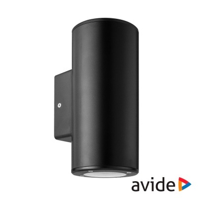 Arandela de parede cilíndrica preta em metal