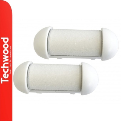 Dois refis de filtro branco com suportes plásticos arredondados