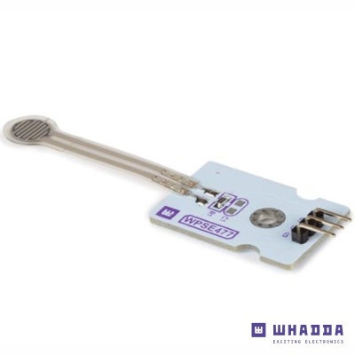 Sensor de pressão flexível com placa de circuito impresso branca e texto WPSE477