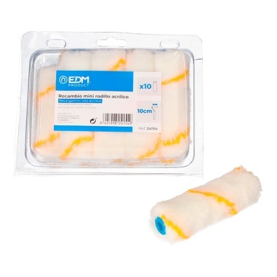 Recarga de mini rolo acrílico branco com riscas amarelas em embalagem de plástico