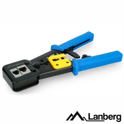 Alicate de cravar para cabos de rede Lanberg com punhos azuis e corpo preto