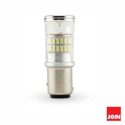 Lâmpada LED cilíndrica com base metálica e LEDs amarelos visíveis